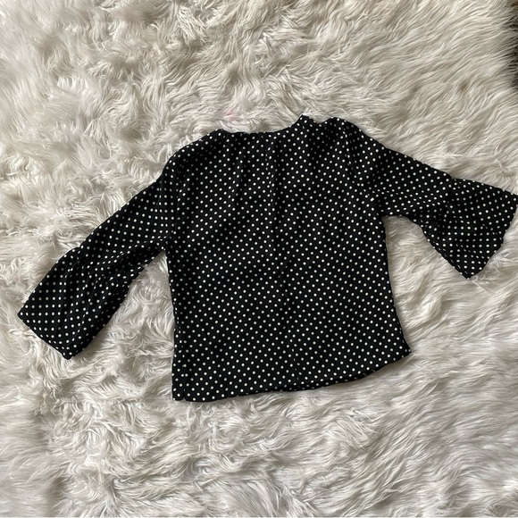 Zara polka dot blouse women’s medium black white bell sleeves business casual - Picture 7 of 10